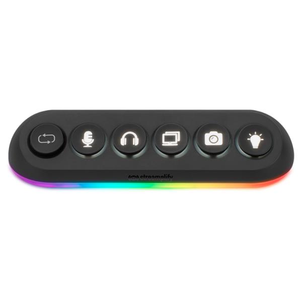 Hub Streamplify Deck 5 5 puertos 4X USB 3.0 + 1X carga 2.0A RGB negro 5-RGB-US-F-BK