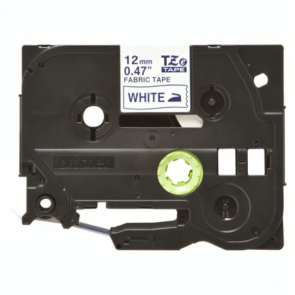 Cinta Brother TZEFA3G 12 mm x 3M compatible con P-touch azul sobre blanco Tela