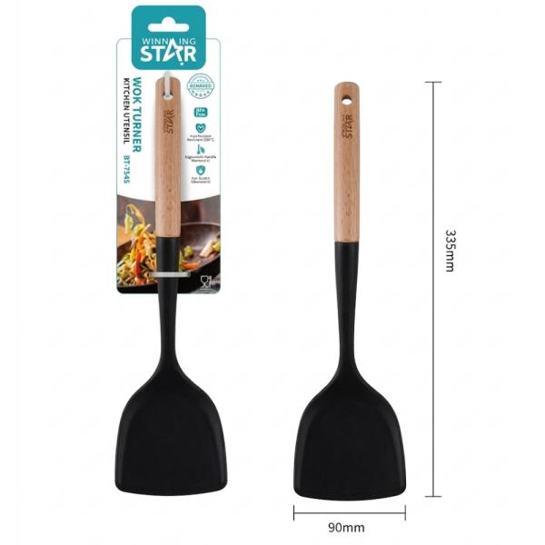 Espátula para WOK Winning Star ST-7545 silicona / nylon / madera