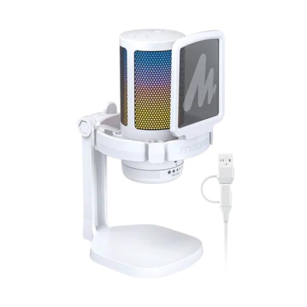Micrófono Maono Gaming RGB DGM20 White USB / USB-C con cancelación de Ruido