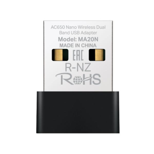 Adaptador Mercusys de RED MA20N(US) Dual Band USB 2.0 433 Mbps (5 GHZ) + 200 Mbps (2,4