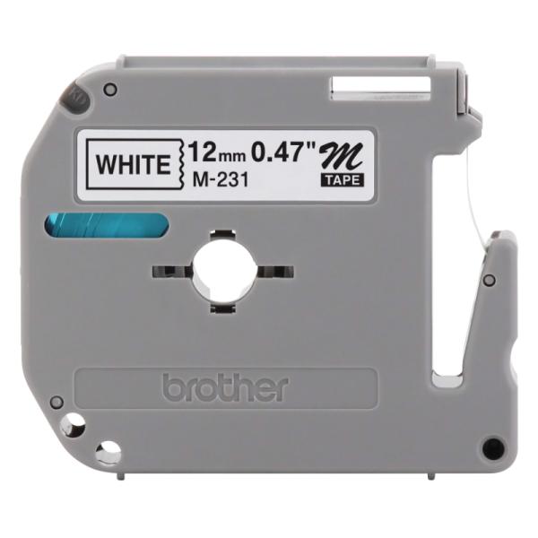 Cinta Brother M231 12 mm x 8M Compatbile con P-touch Fondo blanco sobre negro