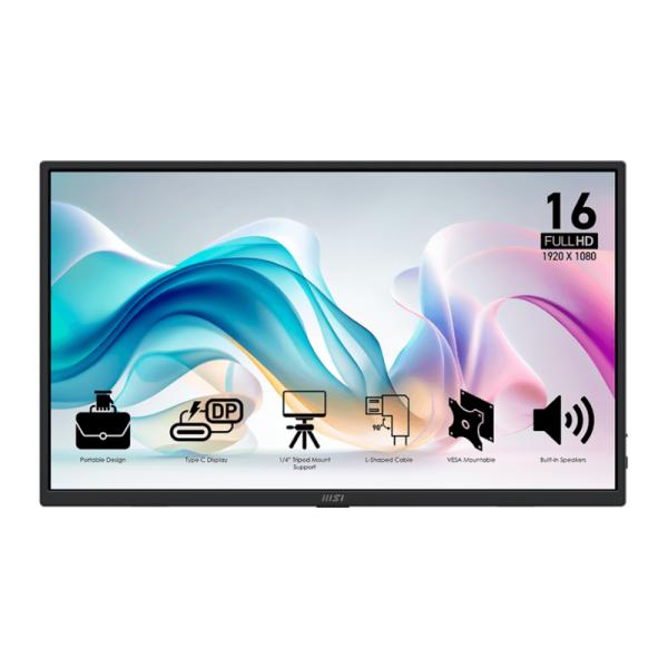 Monitor MSI Pro MP165 E6 15.6" Plano 1920 x 1080 60 Hz IPS