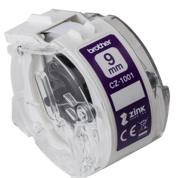 Rollo de etiquetas Continuo a Color Brother CZ1001 Zero INK 9 mm x 5M compatible