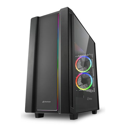 Case gamer Sharkoon RGB REV220 Mid Tower ventiladores 5 de 120 mm con vidrio lateral