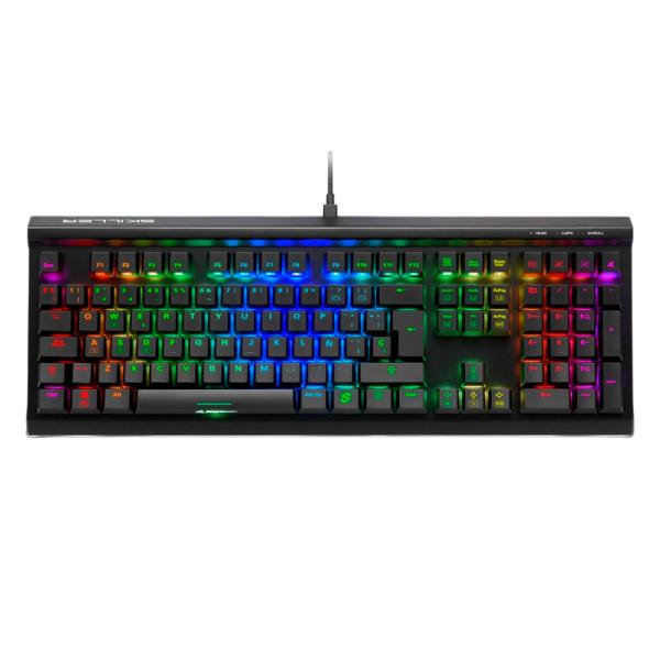 Teclado gamer Sharkoon RGB Skiller SGK60 mecánico alámbrico USB inglés Switch blanco
