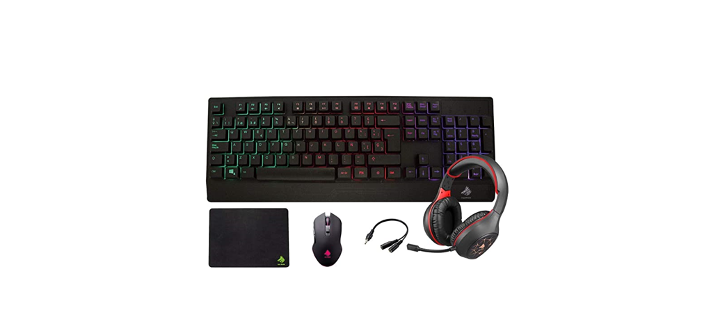 KIT Gaming Eagle Warrior Rhino 4 IN 1 teclado Rainbow Color Letter Backlight+ Mouse +