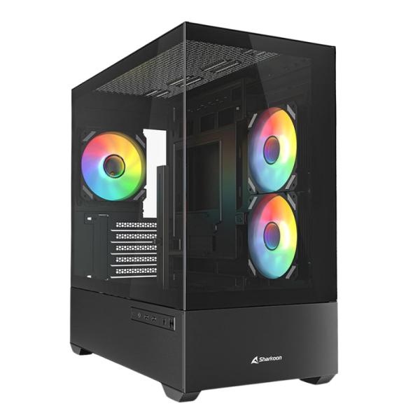 Case Sharkoon RGB MK6 Mid Tower ventiladores 3 de 120 mm con vidrio lateral