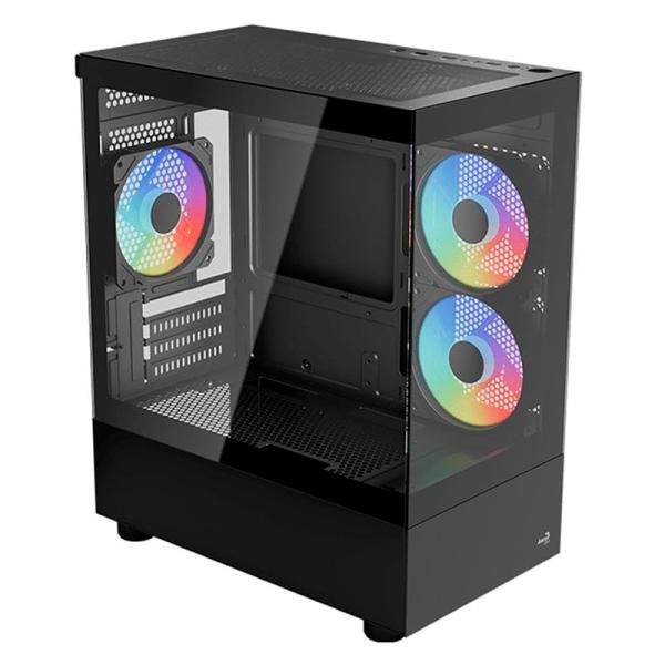 Case Aerocool RGB Viewport MINI-G-BK-V2 mini Tower ventiladores 3 de 120 mm con vidrio