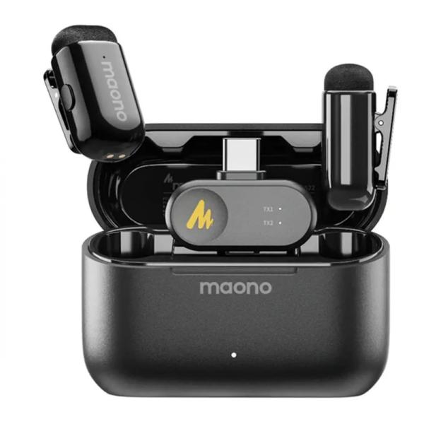 Micrófono Maono WM622 PC2 inalámbrico Lavalier con Receptor USB-C cancelación de Ruido