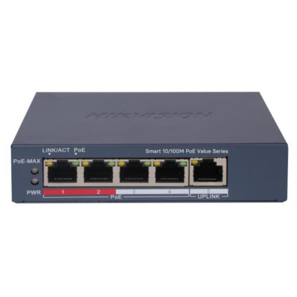 Switch Hikvision DS-3E1105P-EI/M(O-STD)V2 (E) 4 puertos PoE Fast Ethernet 10/100 Mbps / 1