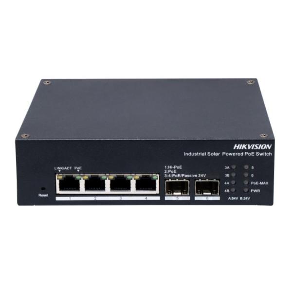 Switch Hikvision DS-3T1506HP-EI-UPS(O-STD) 4 puertos Gigabit PoE / 2 puertos SFP Gigabit