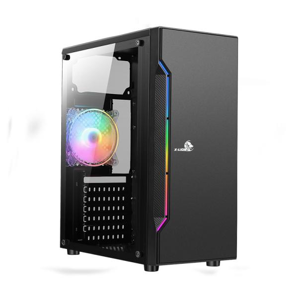 Case gamer Generico X-lion NE-386 E010-159TEMPERED Glass Side panel Black USB 2.0*2 + USB