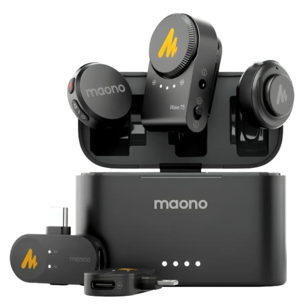 Micrófono Maono WM650 PA3 inalámbrico triple Receptor (USB-C + Lightning + CAMARA)