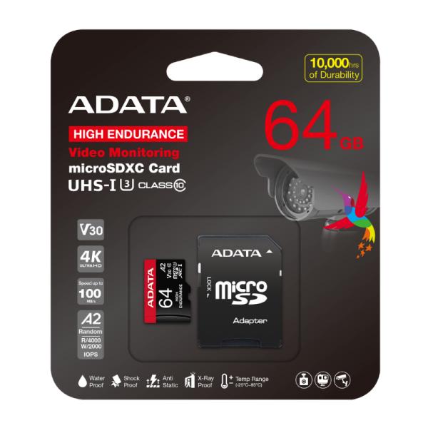 Tarjeta microSD ADATA 64 GB para AUSDX64GUI3V30SHA2-RA1 100 MB/s 80 MB/s