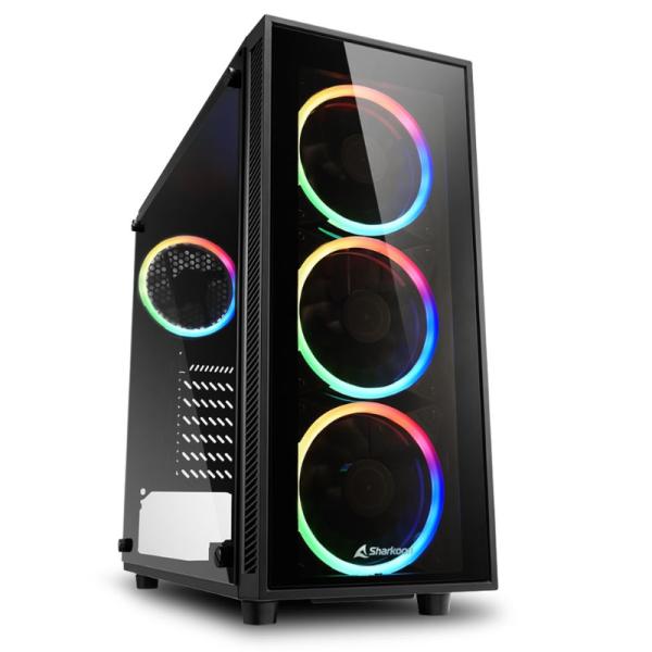 Case gamer Sharkoon RGB TG4 Mid Tower ventiladores 4 de 120 mm con vidrio lateral
