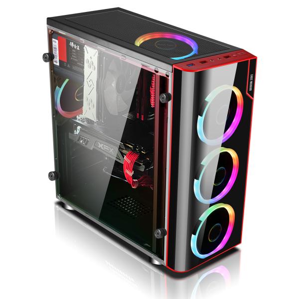 Case gamer Eagle Warrior RGB CG06Z3RA001C Mid Tower ventiladores 3 de 120 mm con vidrio
